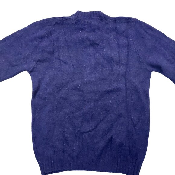 Billie Jo Vintage 1940s-1950s Navy Blue 100% Wool Long Sleeve Cardigan Sweater - Picture 3 of 9